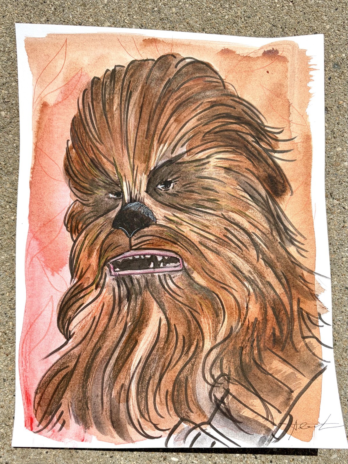 Original Chewbacca 1 Painting By Alannah Dyer- Acrylic 9×12 in. Star Wars Fan
