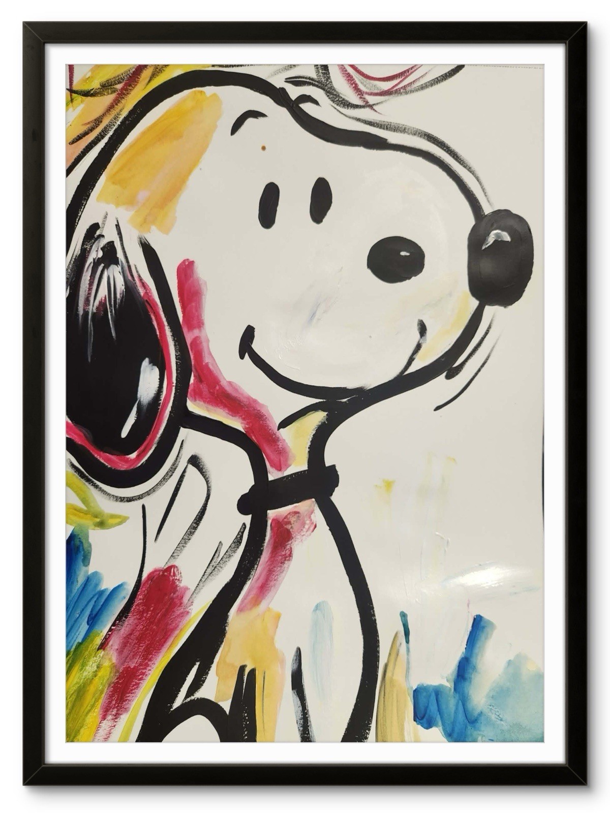 Abstract Snoopy Modern Unique Bold Art Acrylic Mixed Media Paper 12X16