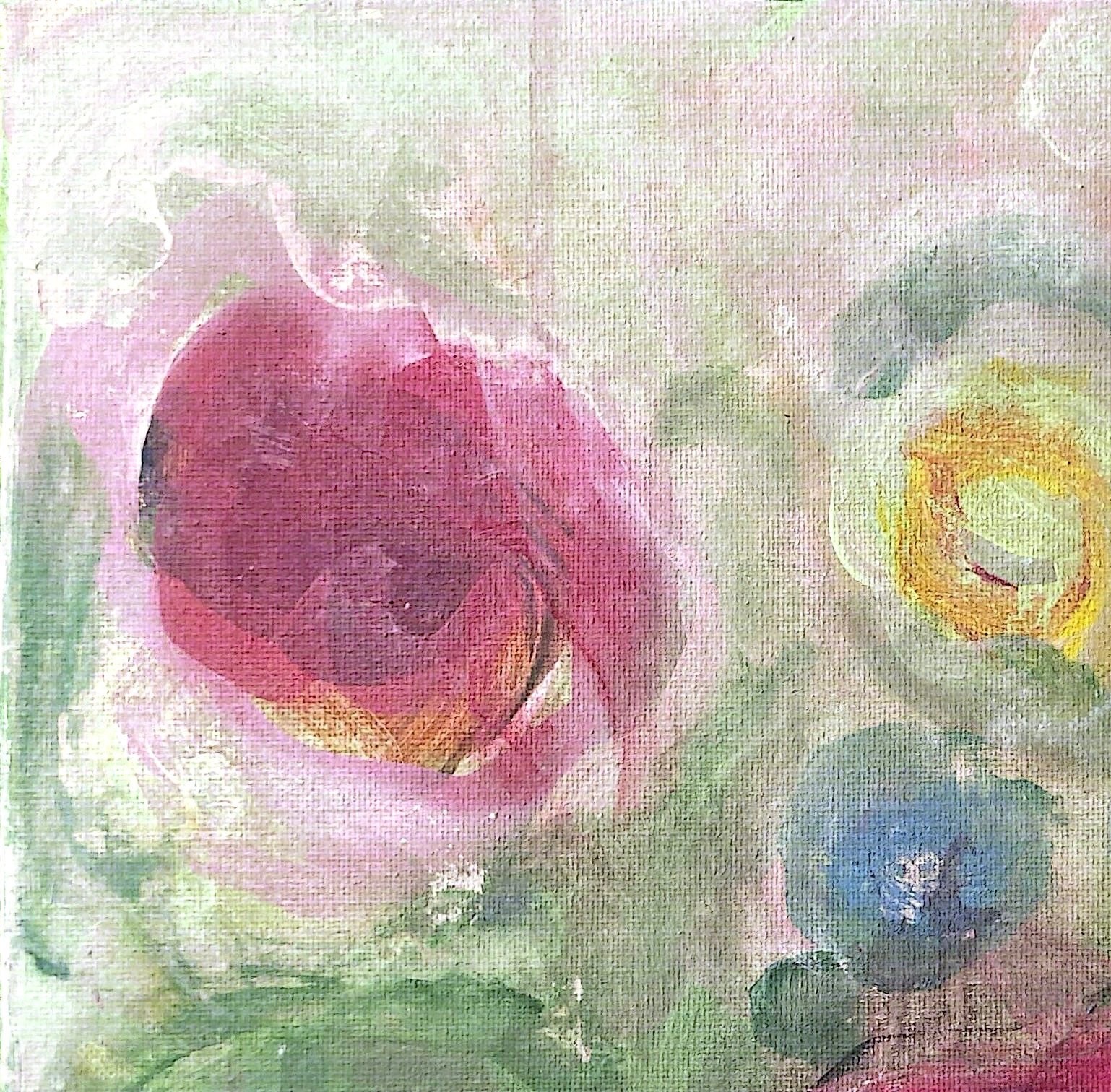 Original Abstract Floral Acrylic 12×12 Canvas Painting, Holly Hammond