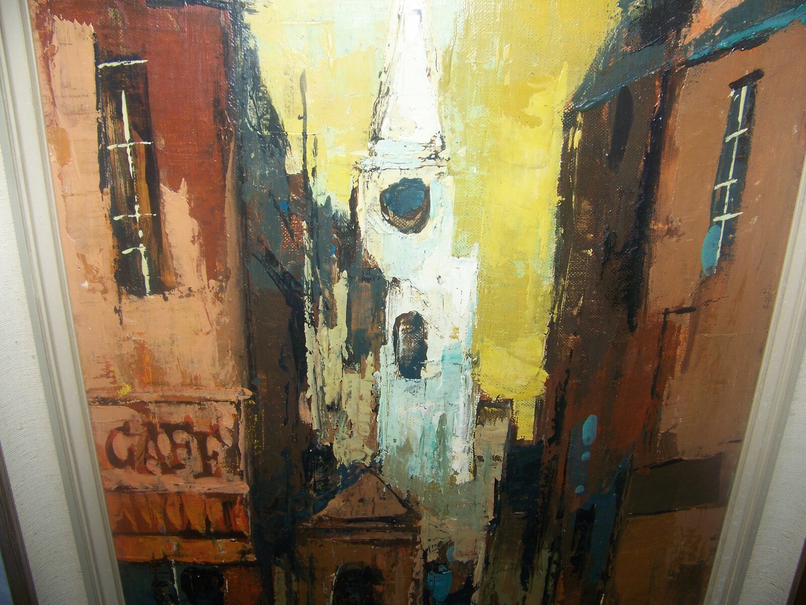 Guy 63? Jack Veltman Gallery Oil Canvas Mid Century Street/Church, Guy Anderson?