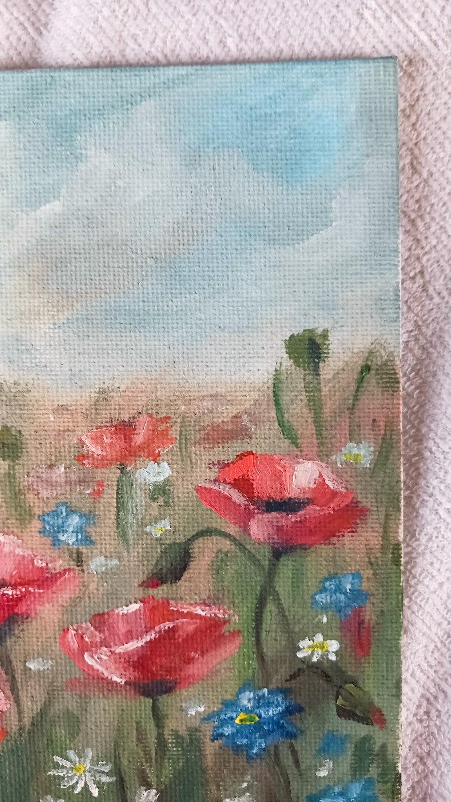 Wildflowers ORIGINAL Oil Painting Vintage Floral Poppy Flowers 5″x7″