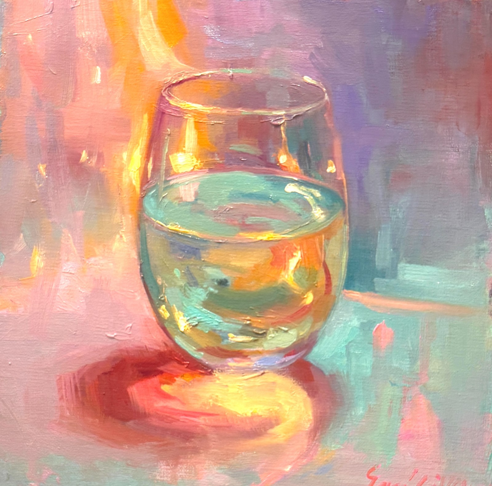 Glass Art, still life oil painting original, small artwork ,impressionism art