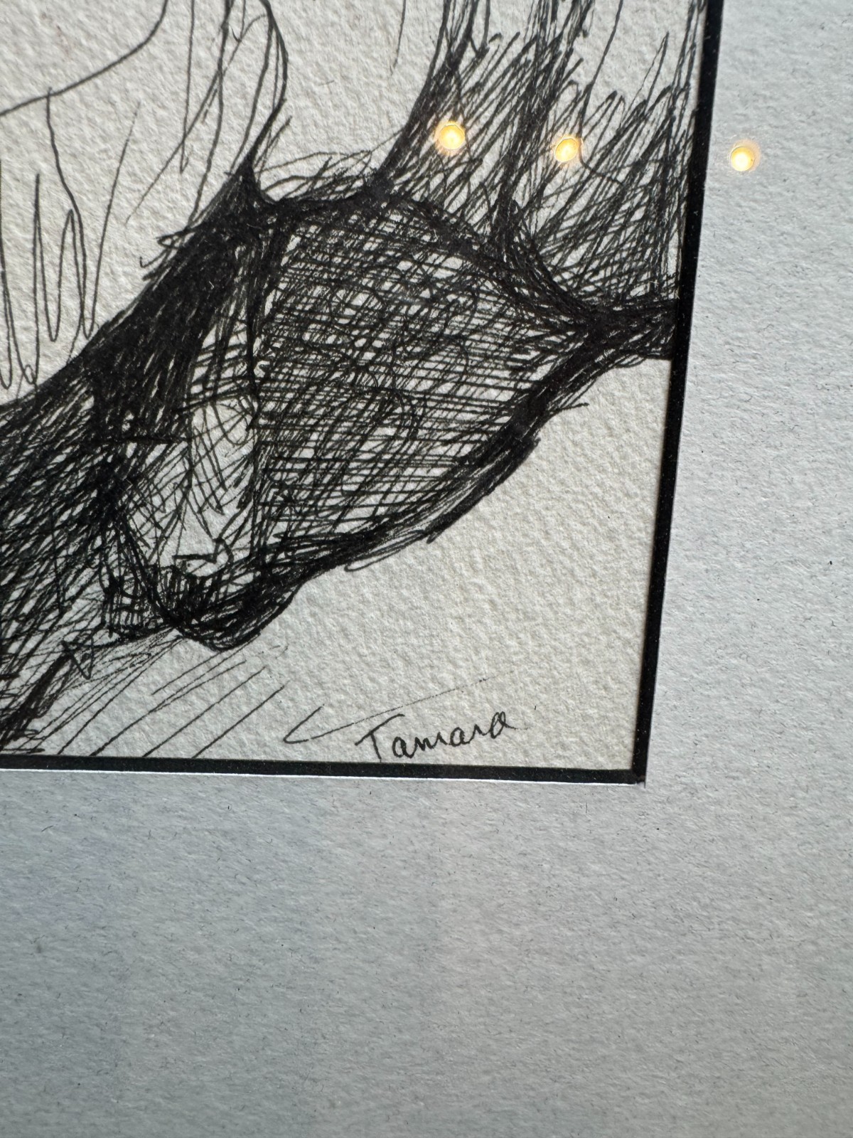 Tamara Signed Modernist Female Nude Bedroom Pen Ink Drawing Framed VG Cond 24×18