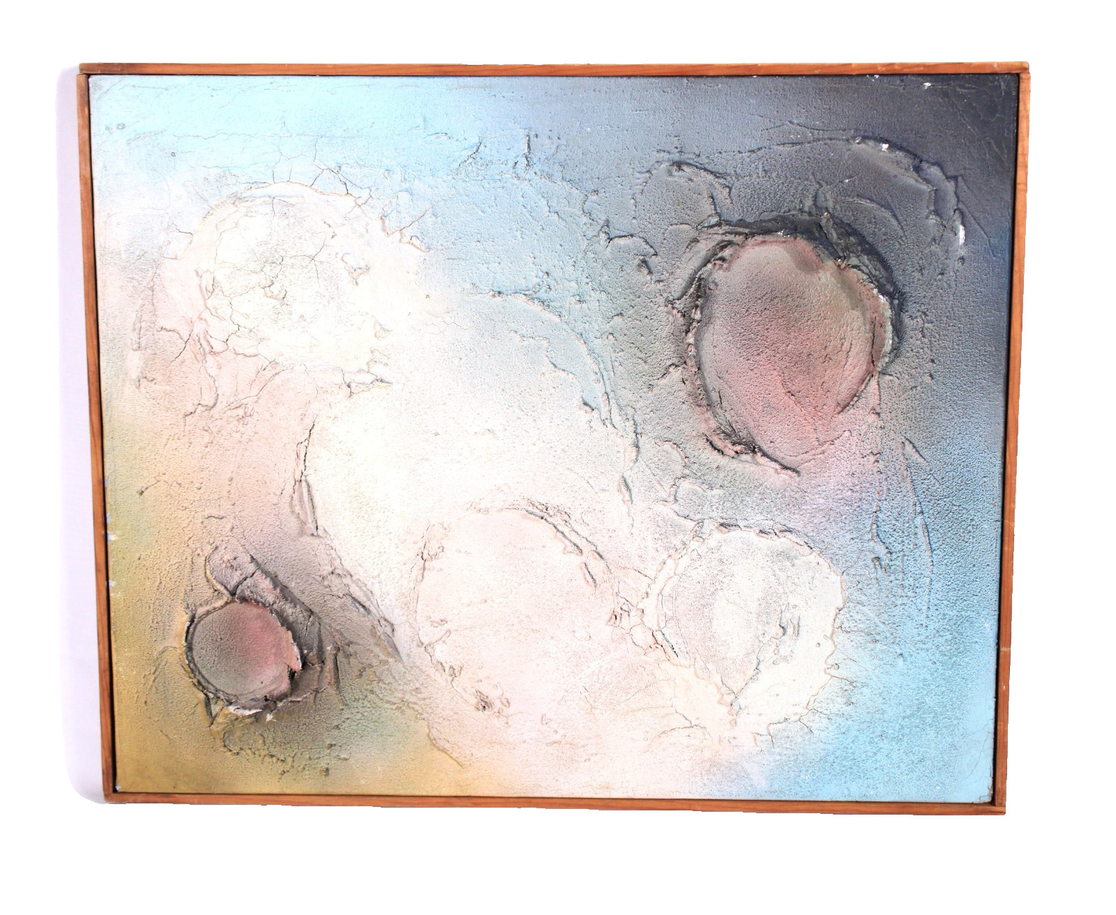 Mid Century Modern Abstract Moonscape Painting Crater Texture Large MCM Unsigned