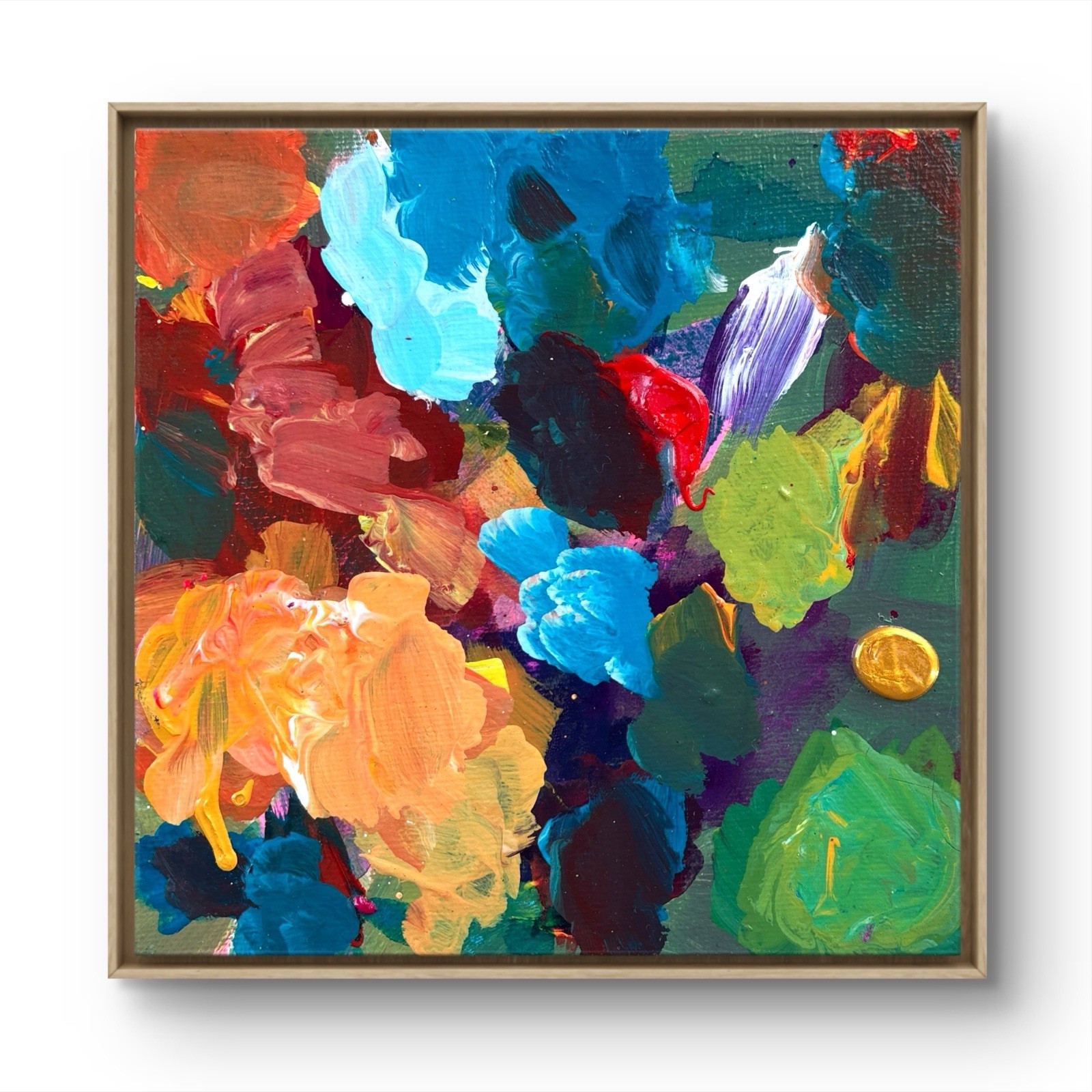 PORTIA Abstract Gold Blob Tasmania Original 15x15cm Canvas Panel Painting