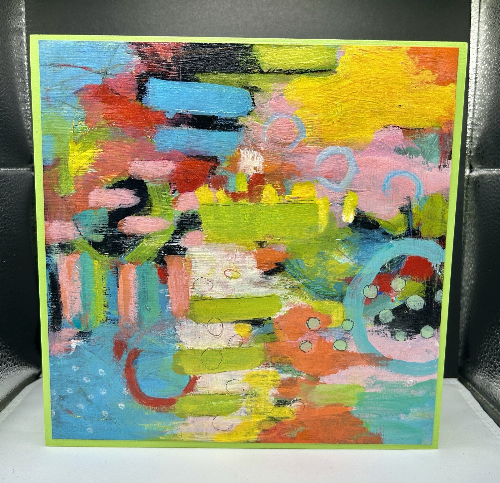 “Color Drift” Original Abstract Painting Modern Geometric Art Acrylic 8” X 8”