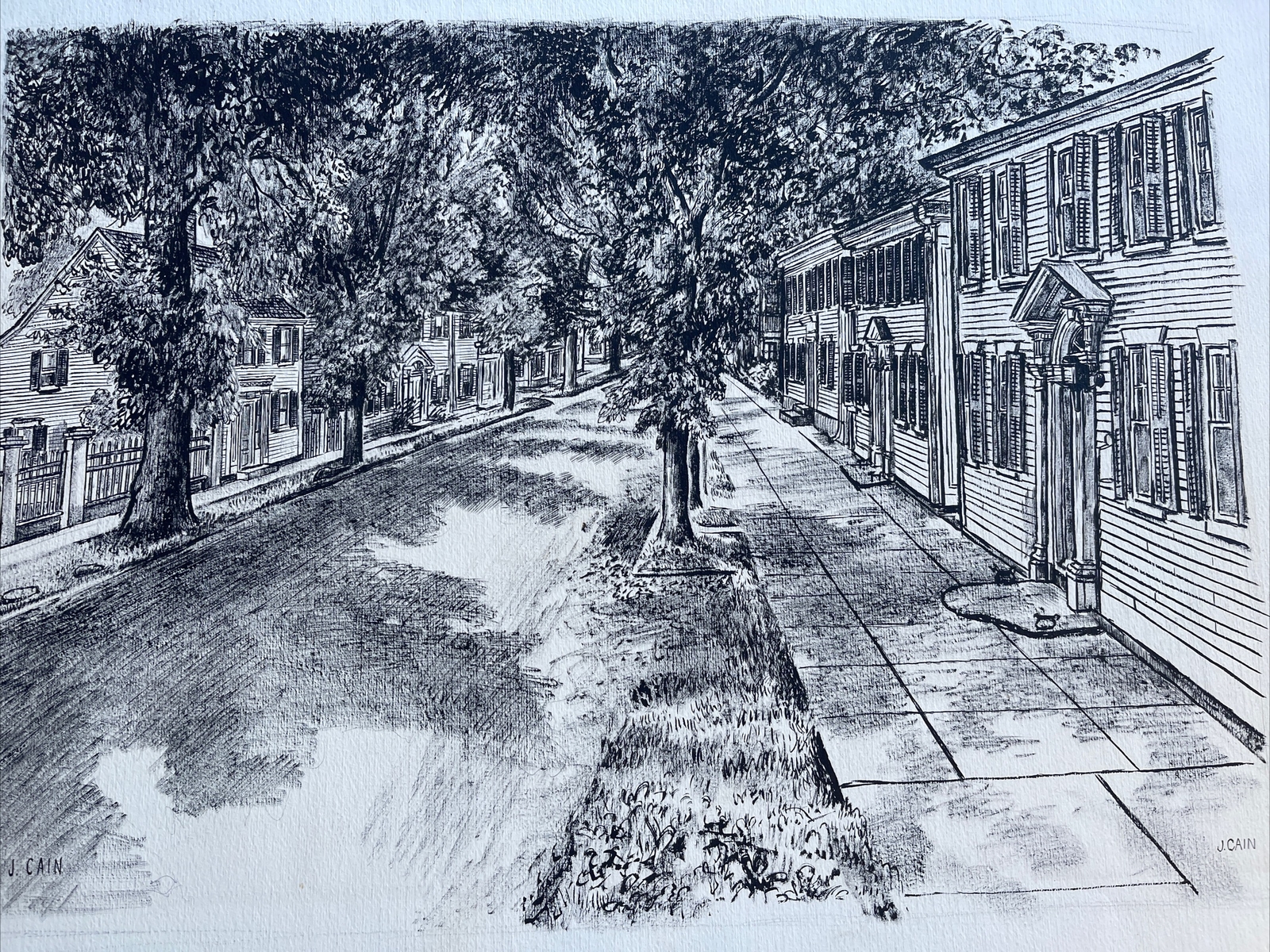 Jo Cain DRAWING ANTIQUE WPA KINGSTOWN RHODE ISLAND RARE REGIONALISM FAMOUS OLD
