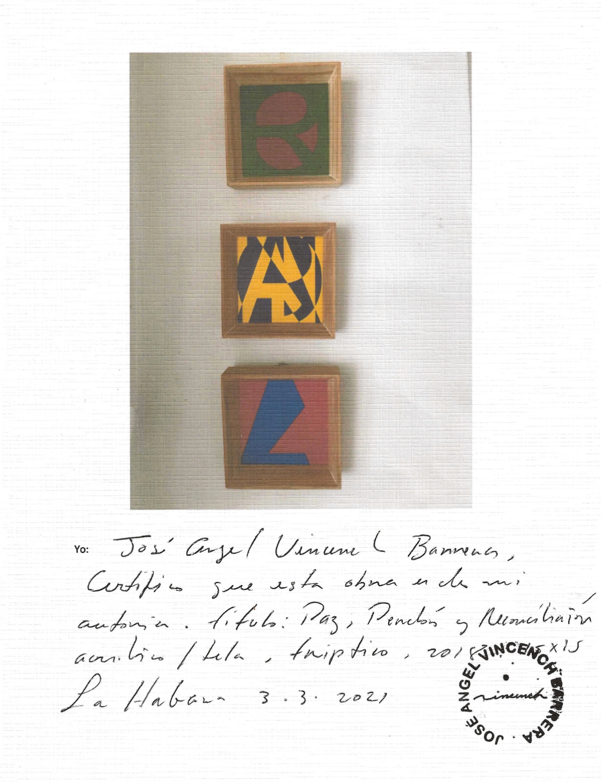 JOSE ANGEL VINCENCH. Painter. Contemporary art. Cuban Art. Collectable