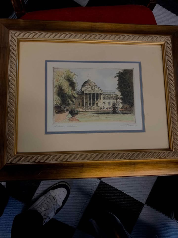 Antique signed numbered watercolor Wiesbaden Germany 12 X 16 frame beautiful