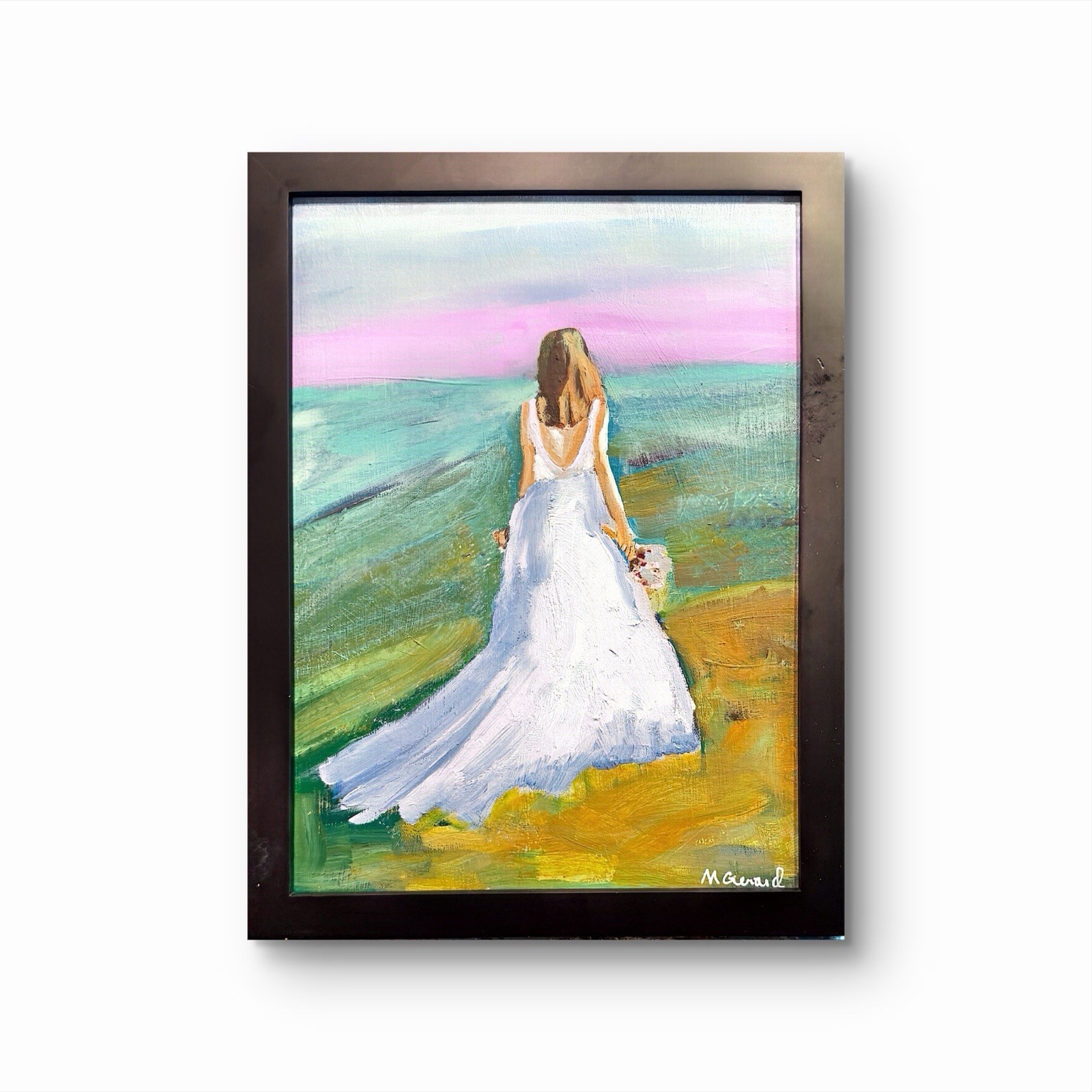 GERARD 10×13 IN-Abstract Expressionist Original Oil Painting Beach Wedding