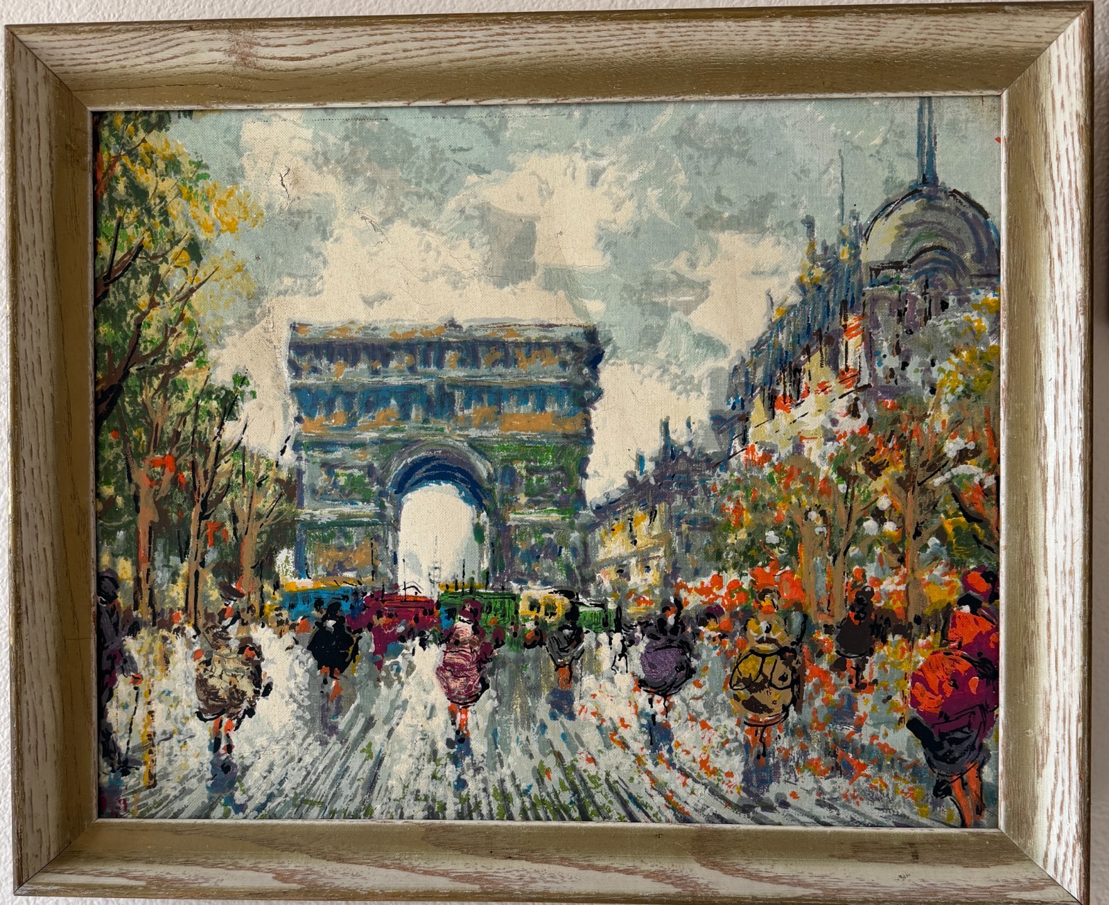 Vintage Original MCM Paris France Street Scene French Oil Painting Framed Art