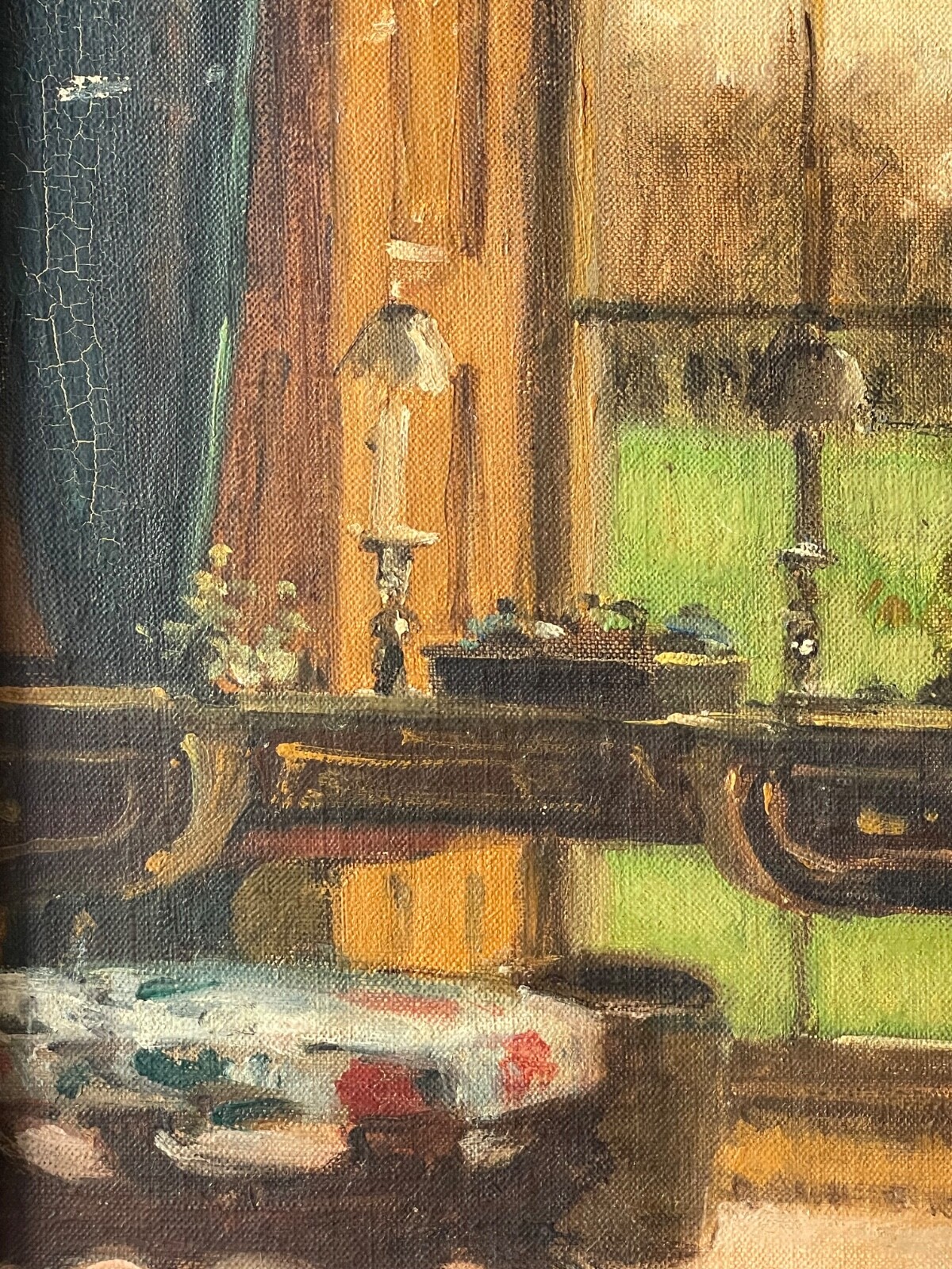 19th Century Charles Stuart Forbes American Impressionist Oil on Board Interior
