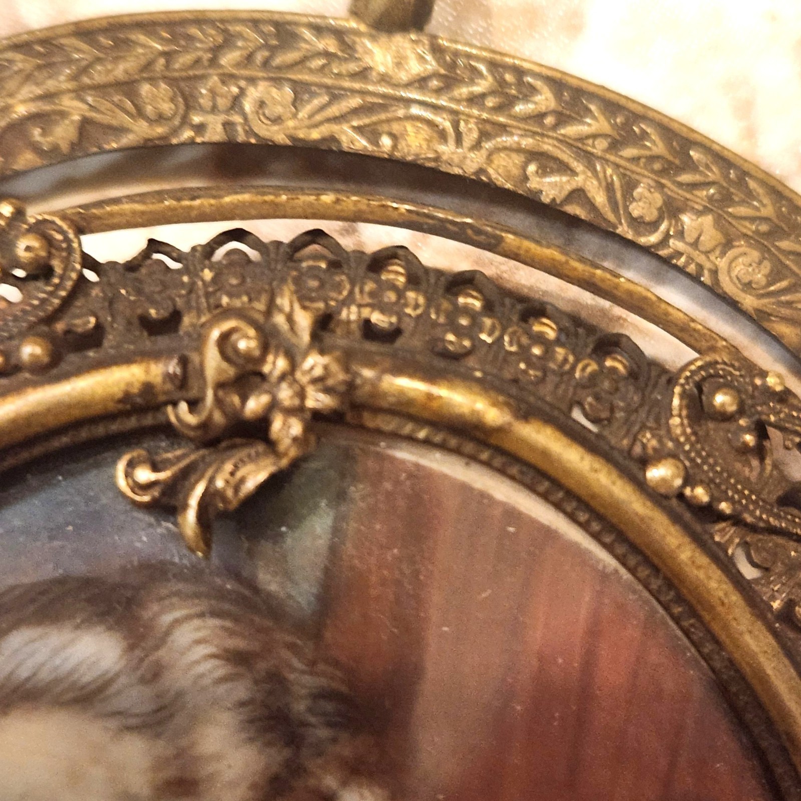 Antique Pair Of Lovers Oval Miniature Portraits Hand Painted and Signed