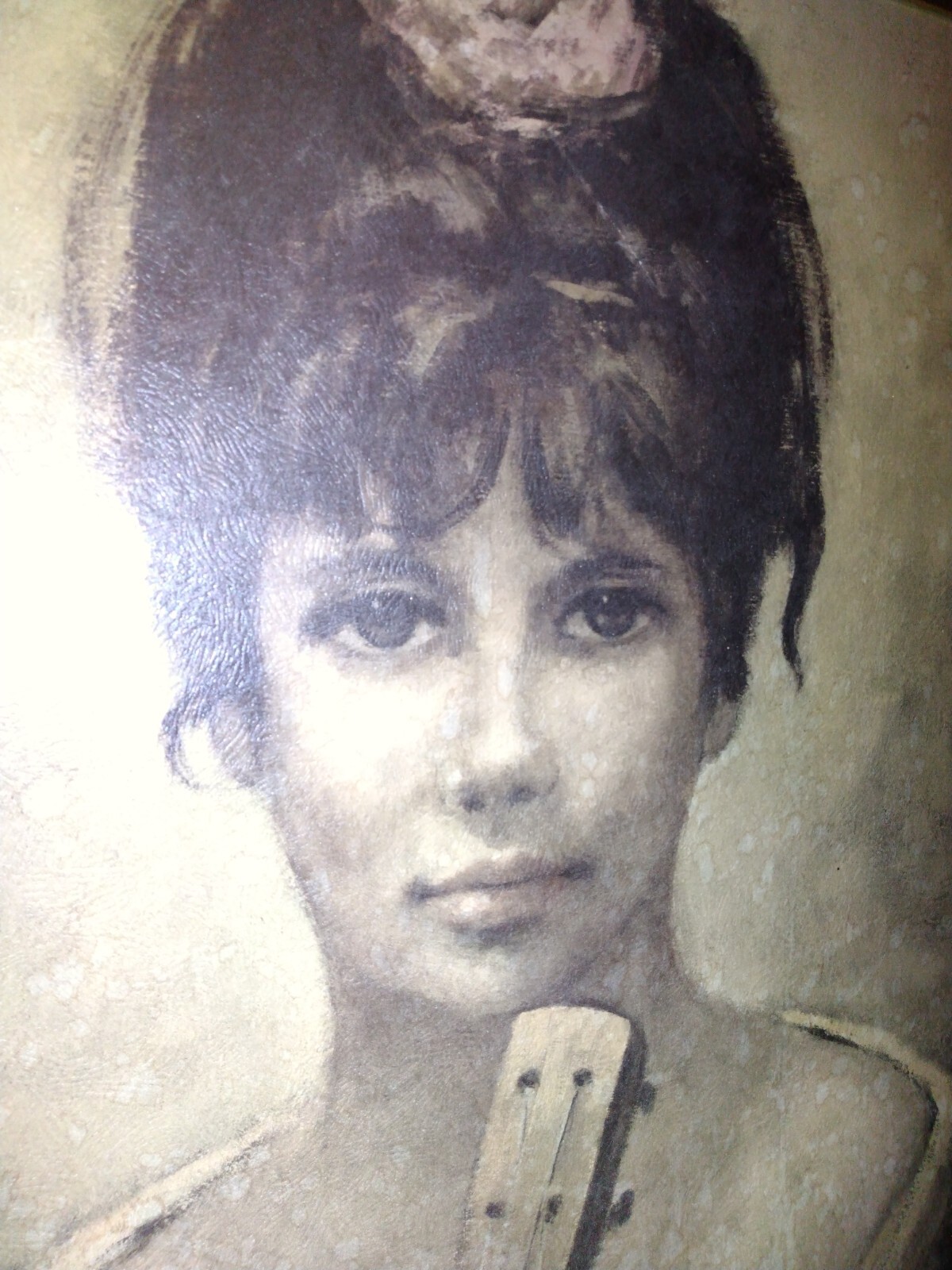 Big large beautiful vintage MCM shabby chic 1950’s 1960’s framed painting woman