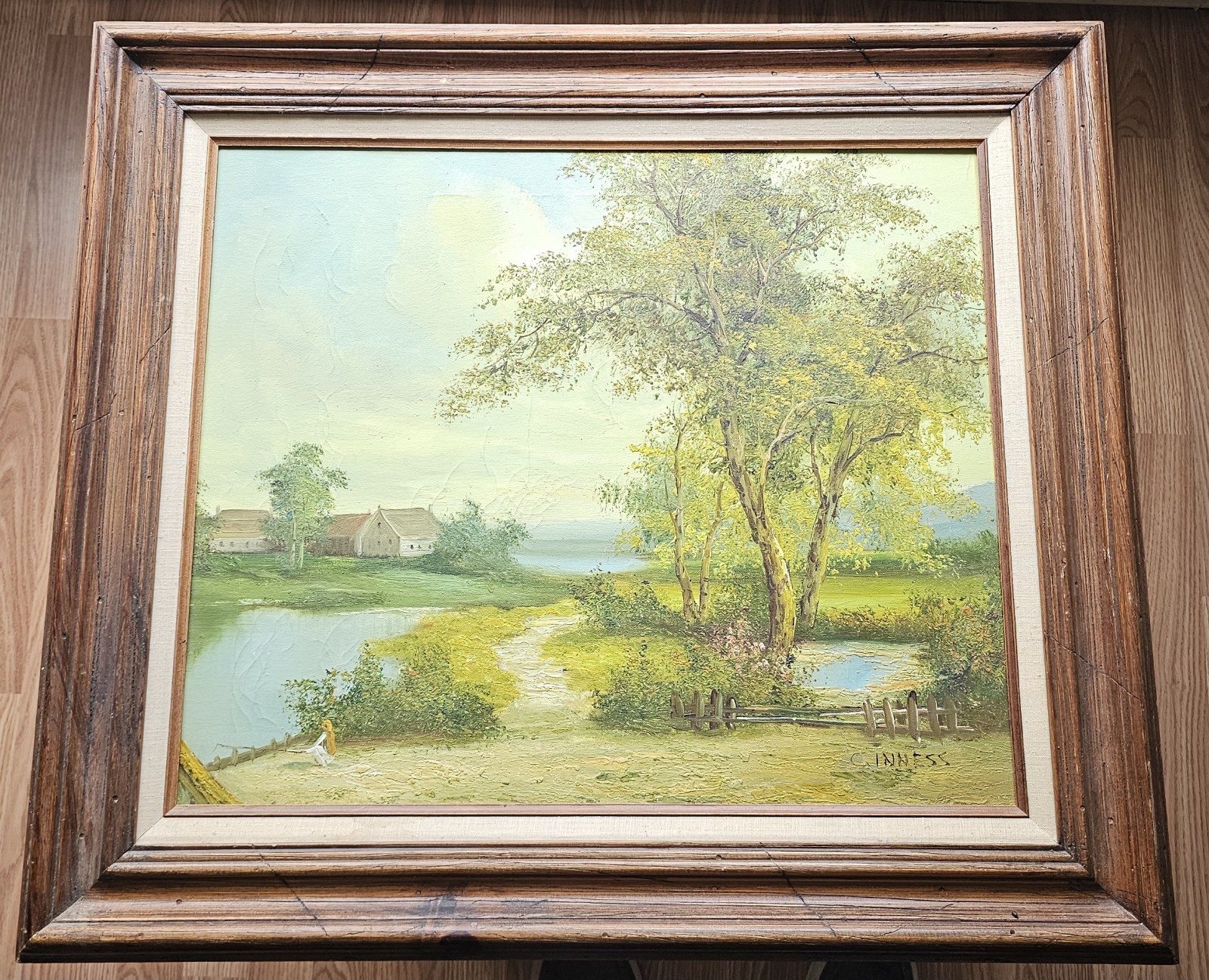 Beautiful Original Clara Inness landscape painting signed C. Inness