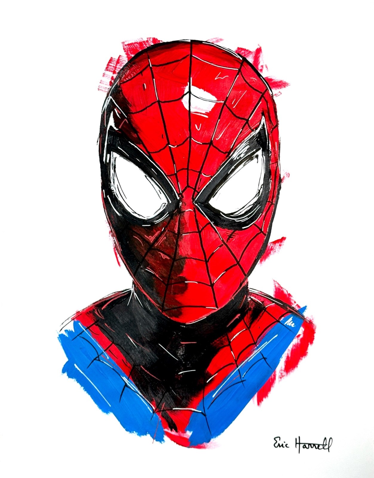 Original Spiderman 11×14 Paper Bold Expressionist Painting Signed Home Decor Art