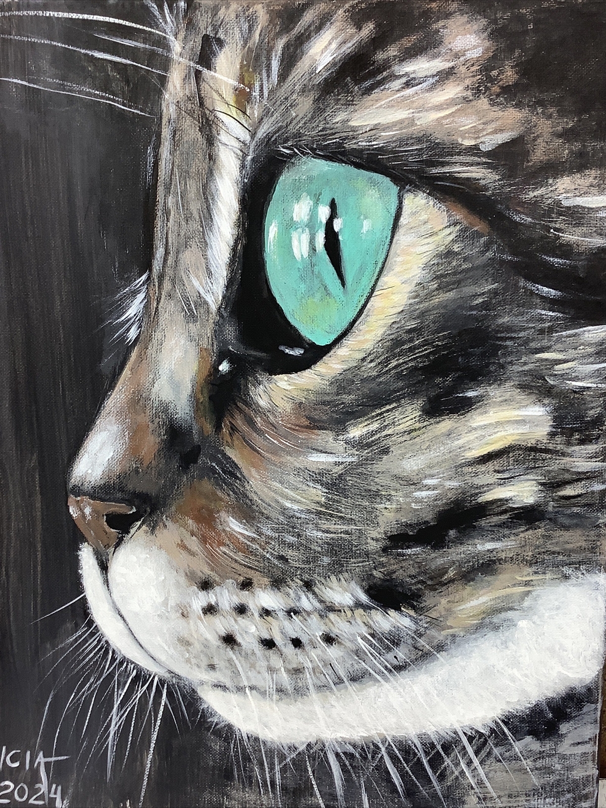 Original acrylic painting Close Up Cat on canvas 16x20x0.5 in Wall Art