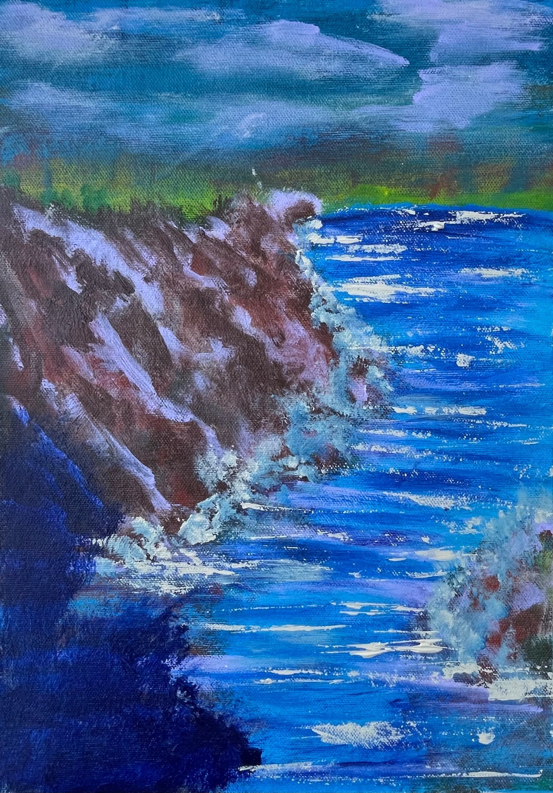 Original Art «Jetty» 9×12 Canvas Expressionism Abstract Design Home Art