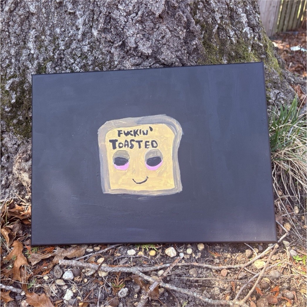 F*ckin’ Toasted Toast Cartoon Acrylic Painting on Canvas Contemporary 2020-Now