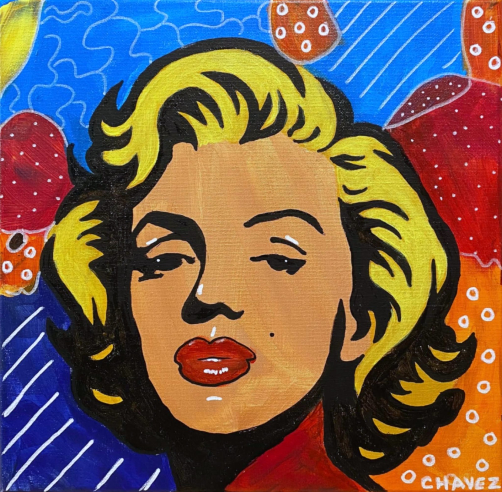 Marilyn Monroe Original Retro Pop Art 12×12 Acrylic Canvas