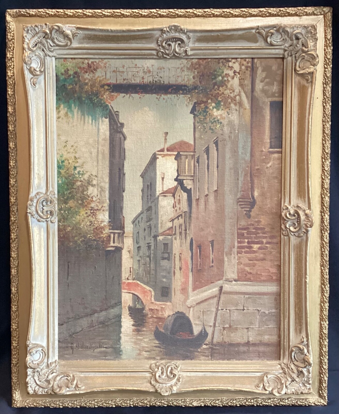 Fine Vintage Oil Painting of Venice Italy by Well Listed Artist A. Belardinelli