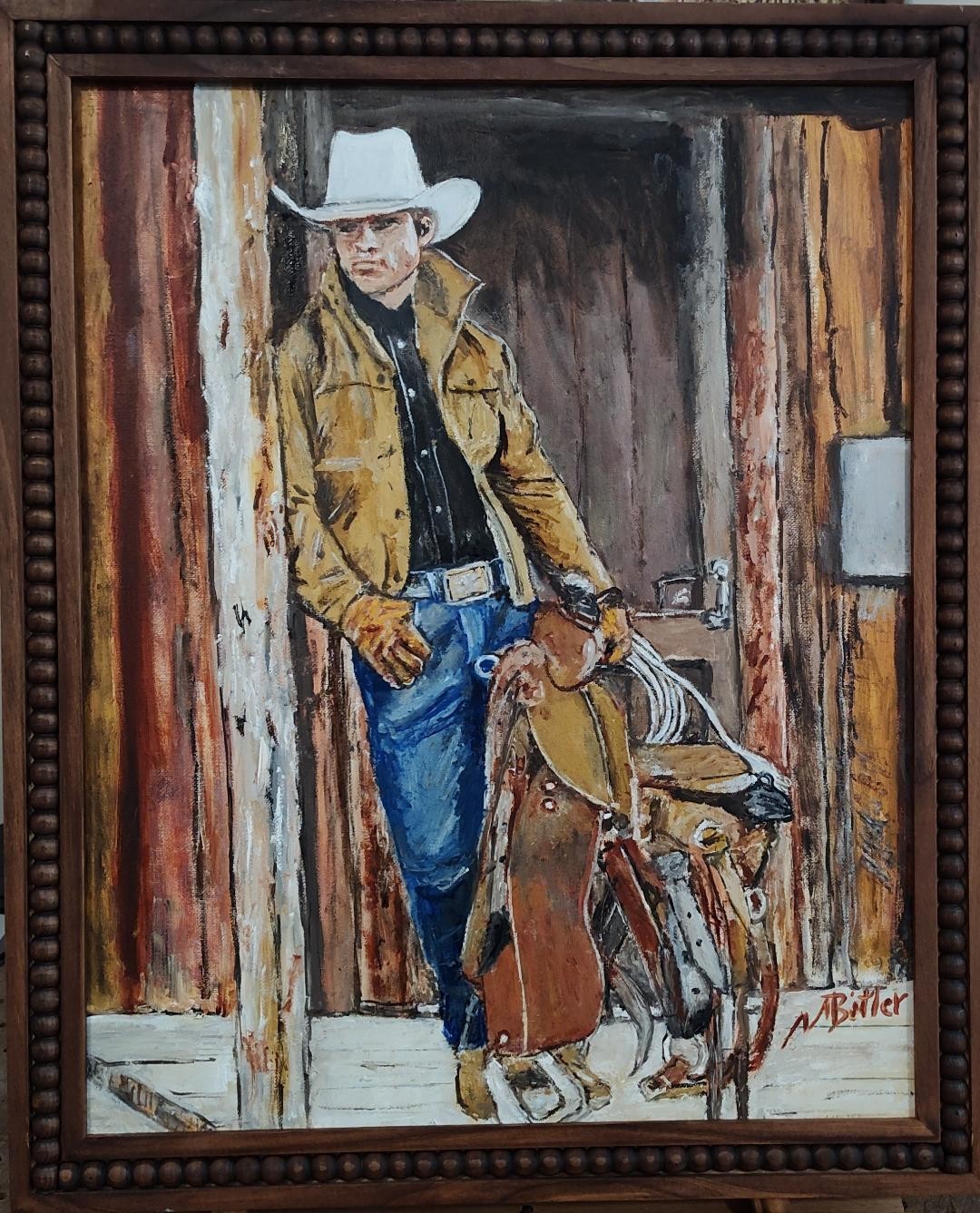 Original Western Oil Painting «Waitin’ on the Crew» by Marc Bitler