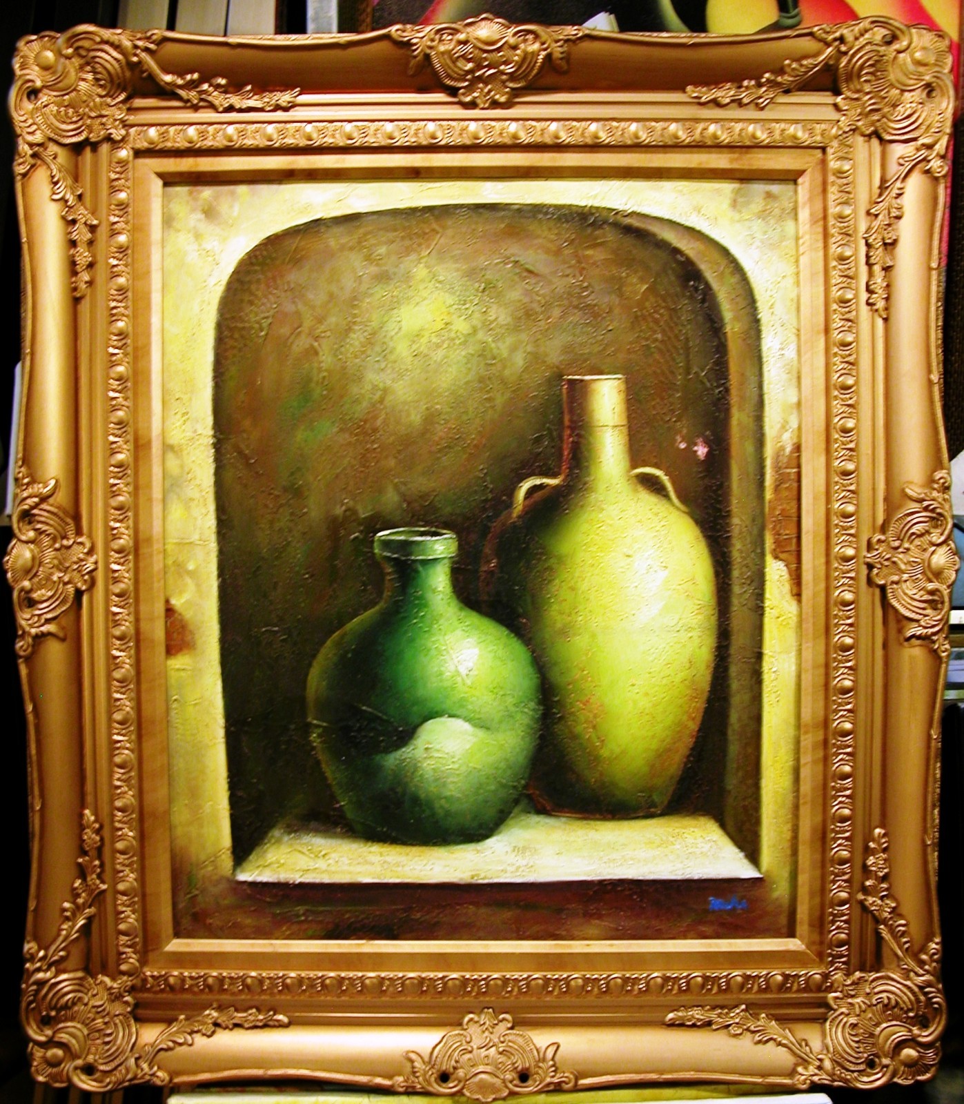 WINE JAR STILL LIFE 24″ STRETCHED HAND PAINTED OIL PAINTING ART GIFT S109