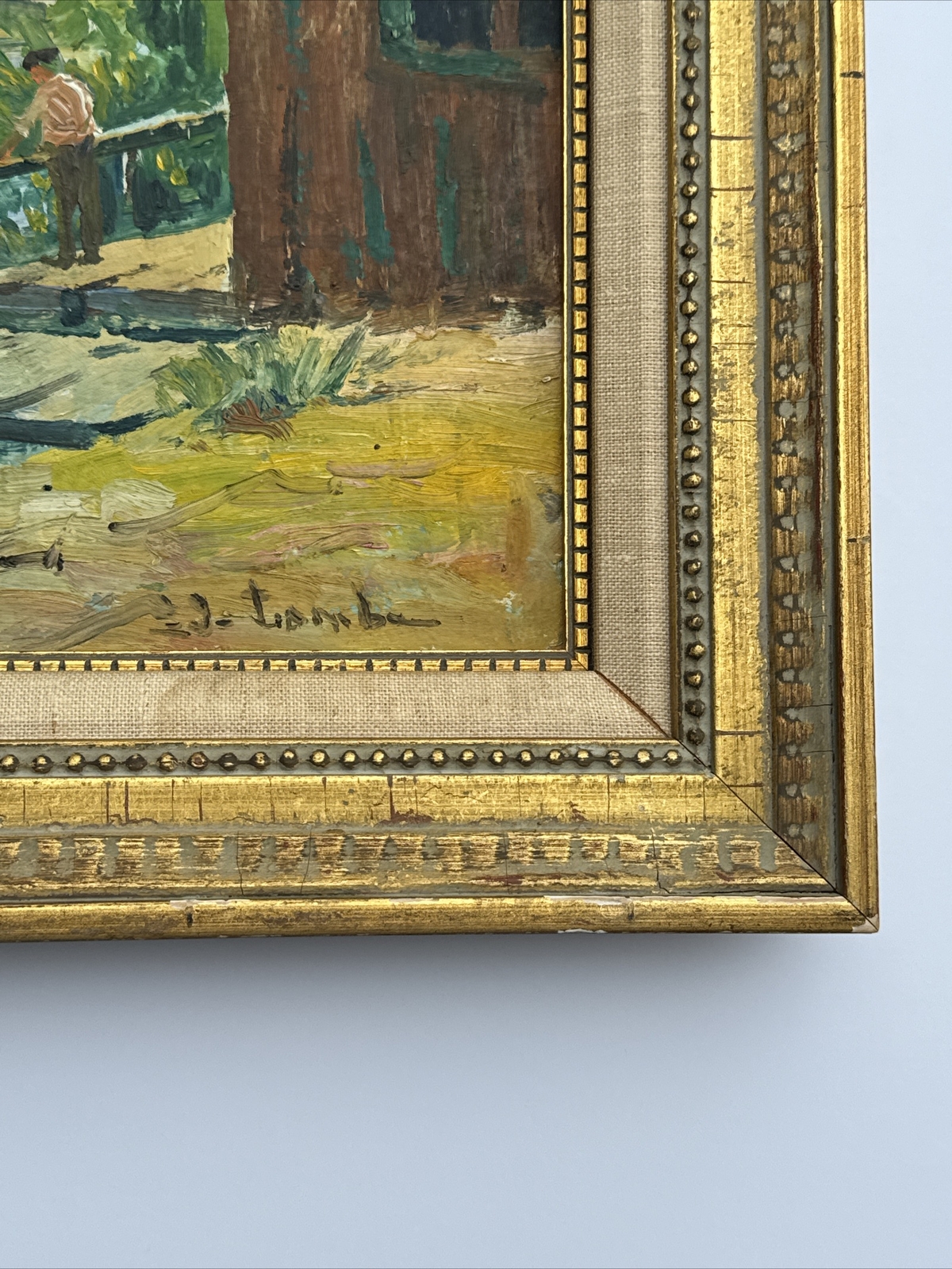 ANTIQUE PAINTING IMPRESSIONISM REGIONALISM MARINA NAUTICAL PORT BOAT DOCK OLD
