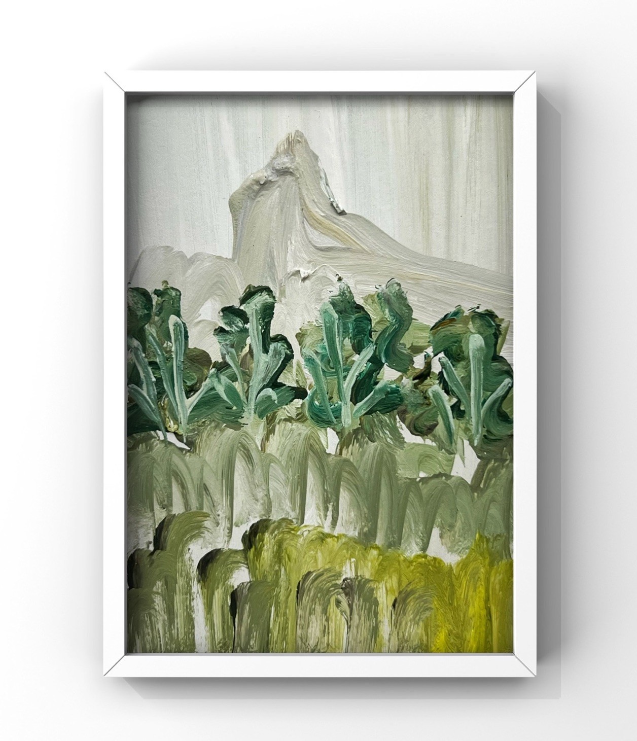 Swiss Alps Mountain Painting Framed Mini Art Switzerland Landscape Forest Trees