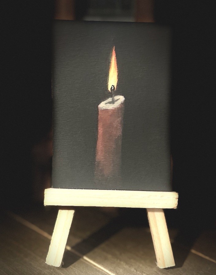 ACEO Original Mini Candle Painting By TTT Art Acrylic June Series