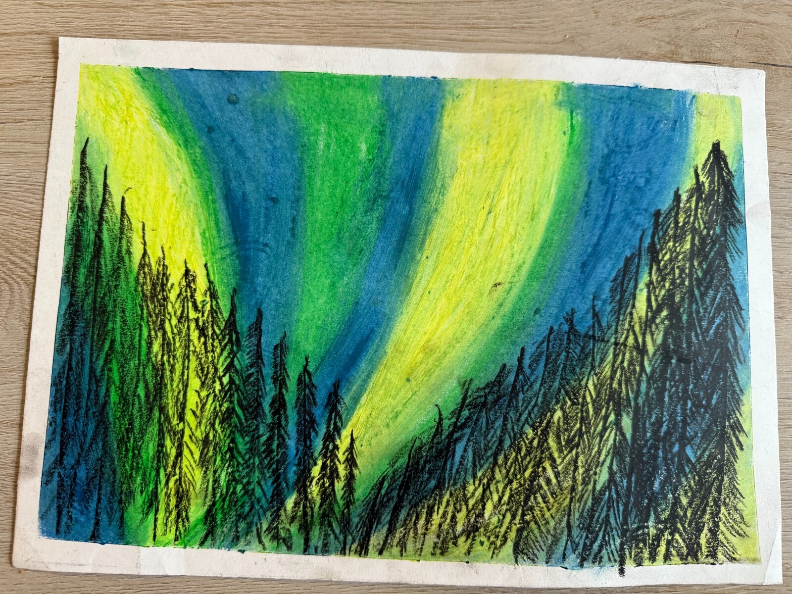 Aurora Borealis Scenery | Hand Painting by Child | Independent Kid Artist