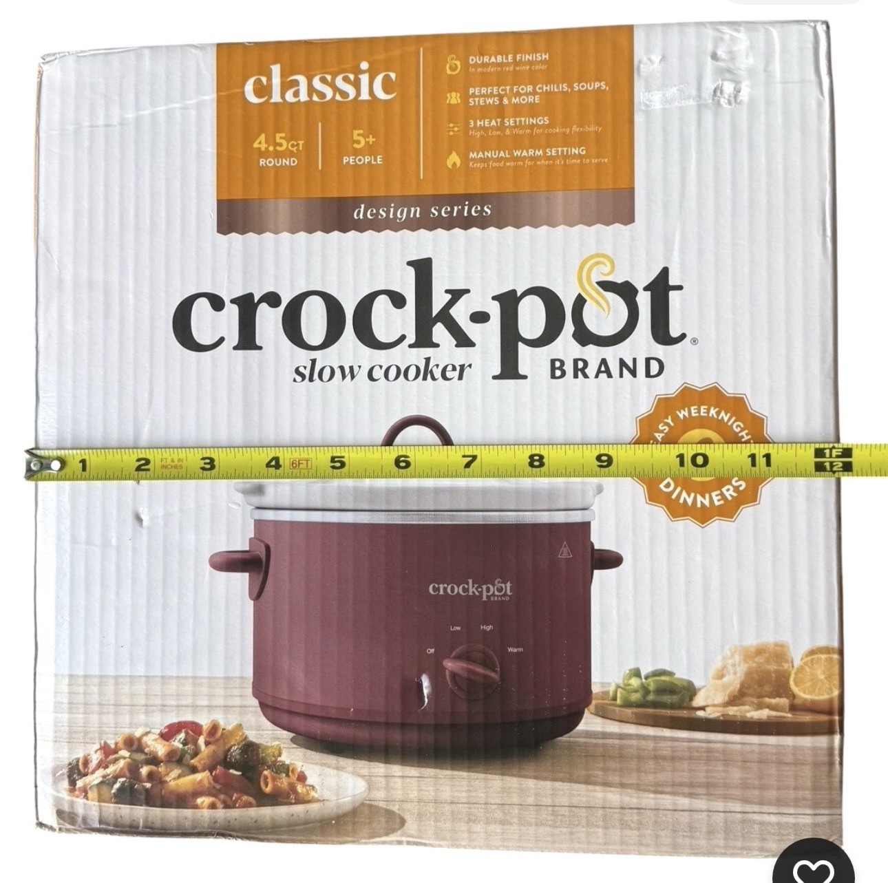 Crock-Pot Classic Slow Cooker 4.5 Quart Oval Maroon Manual 3-Setting NEW in Box