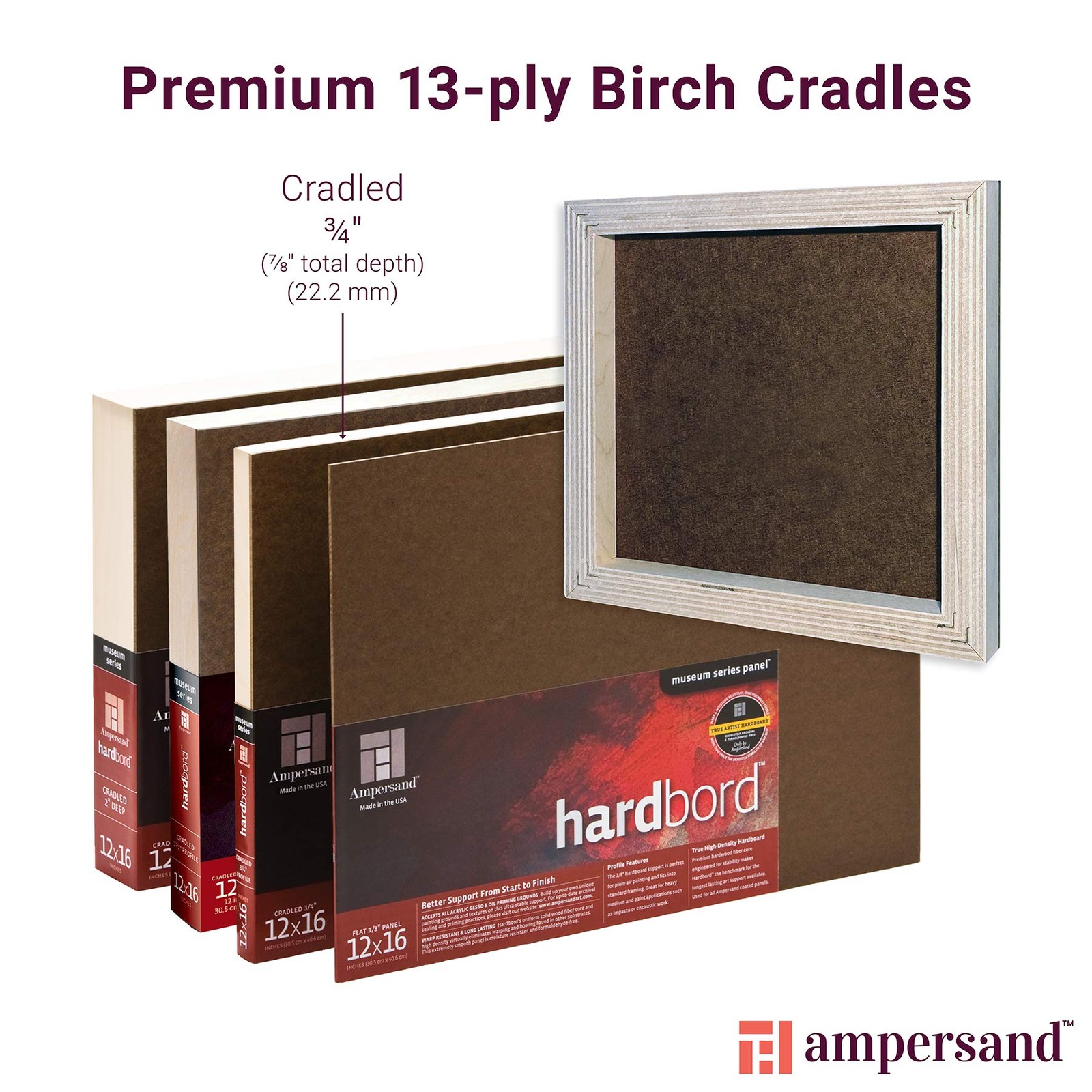 Ampersand Museum Quality Hardbord Panel 16×20 34 Inch Cradled Art Surface