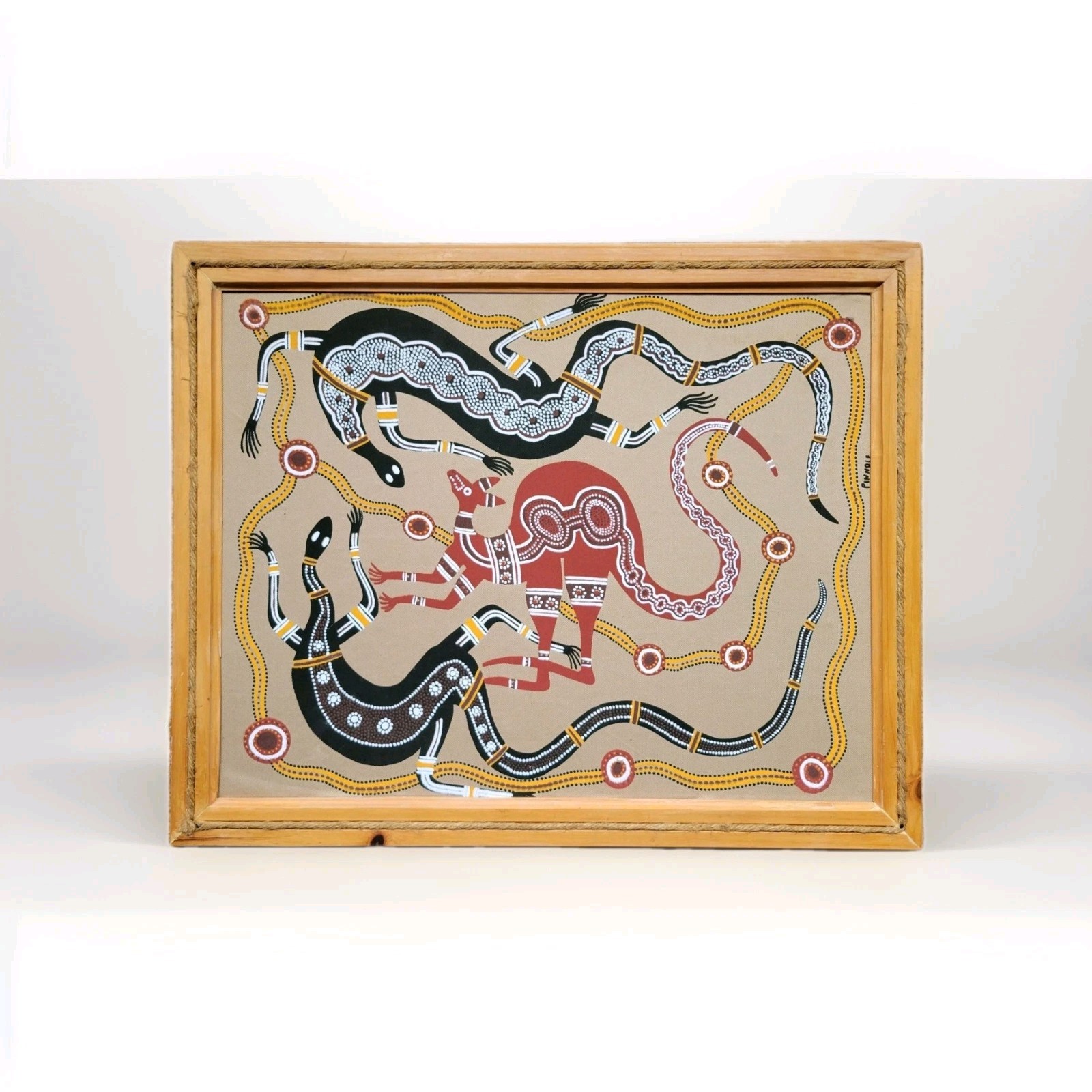 Australian Aboriginal Dot Painting 19.5″ x 23.5” By Michael Pinnole