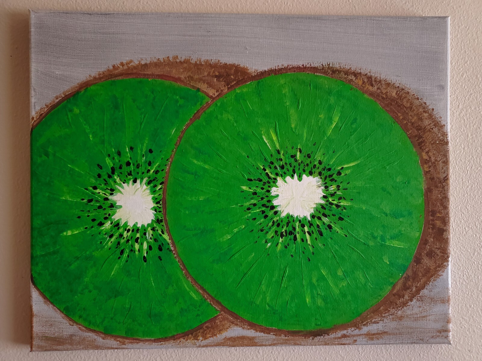 Handmade Painting Acrylic Wooden Frame 16x20in Art Decor Fruit Berry Kiwi