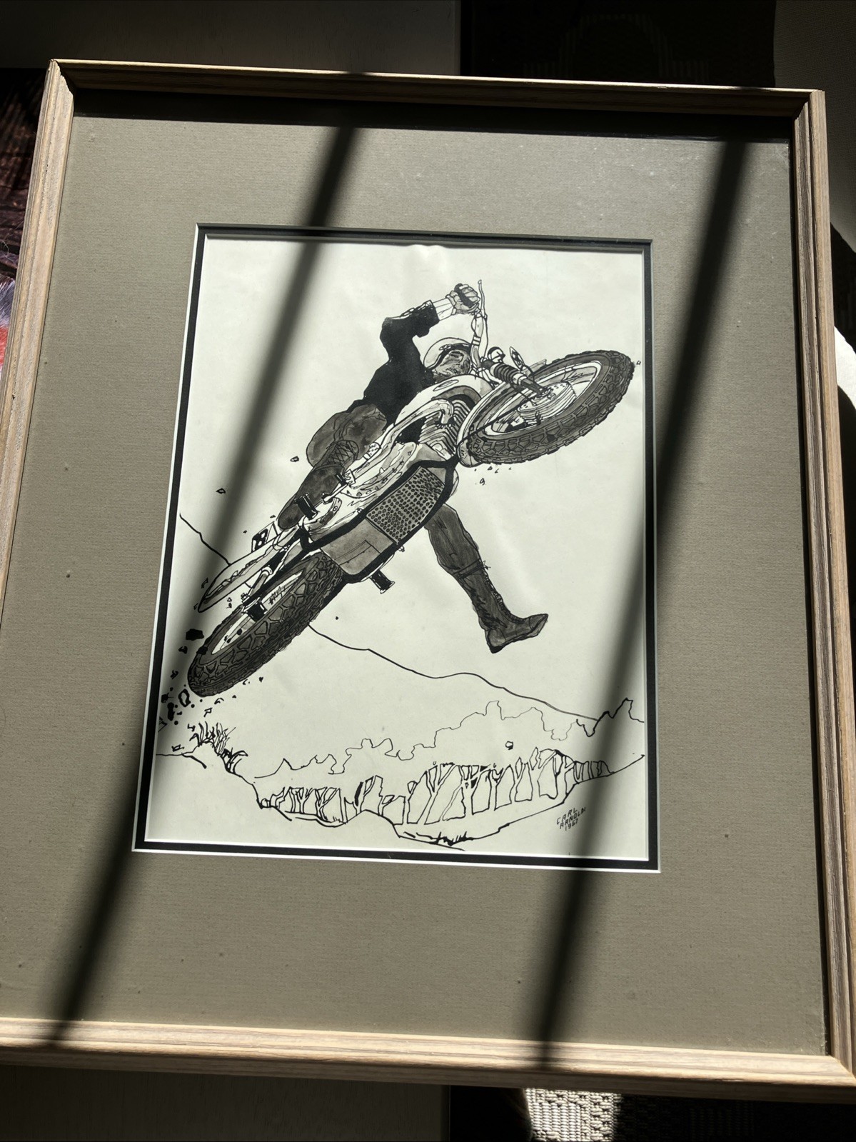 Vintage 1960s Original Art Moto Cross Racing Carl Arnoldi 1967 MCM