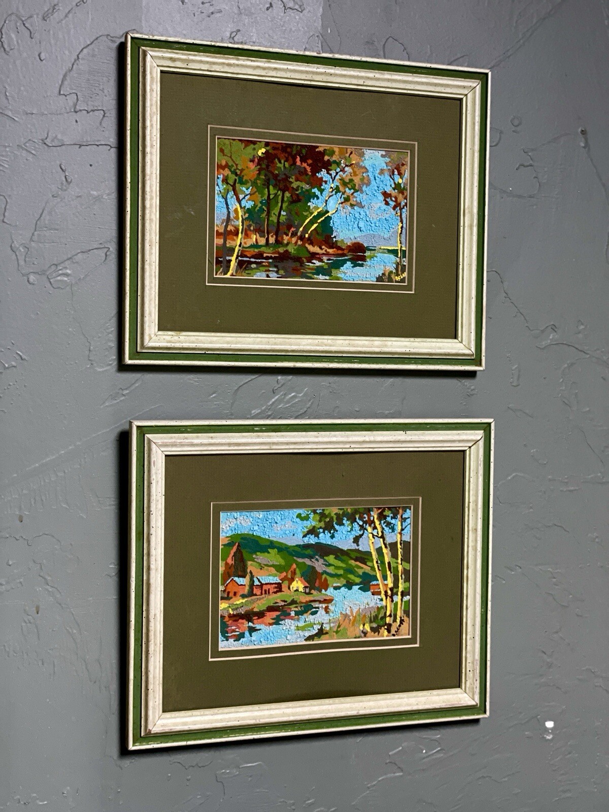 Mini Landscape Artwork – Unknown Medium – D. Clark Framed Art On Paper 1980s