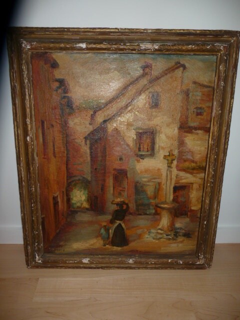 DORA C LUST Riga Russia PAINTING Oil on canvas Townscape Original b 1890