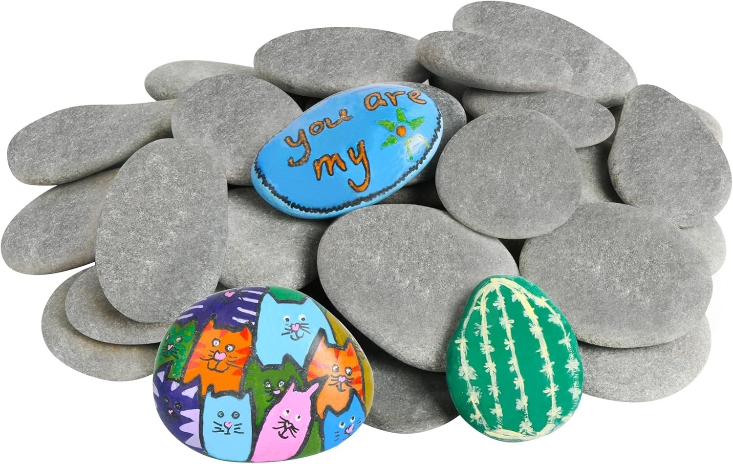 35 Pcs River Rocks for Painting, 2″-3″ Painting Rocks, Flat & Smooth Rocks to…