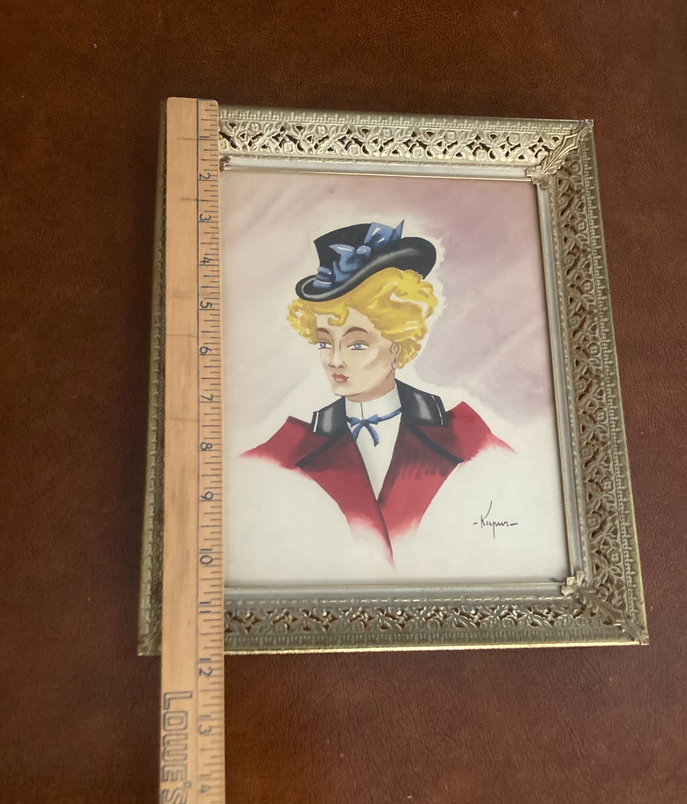 Vintage Ruben Kupur MCM Fashion Lady Portrait Signed «Kupur «9.75»X 11.75″ Frame