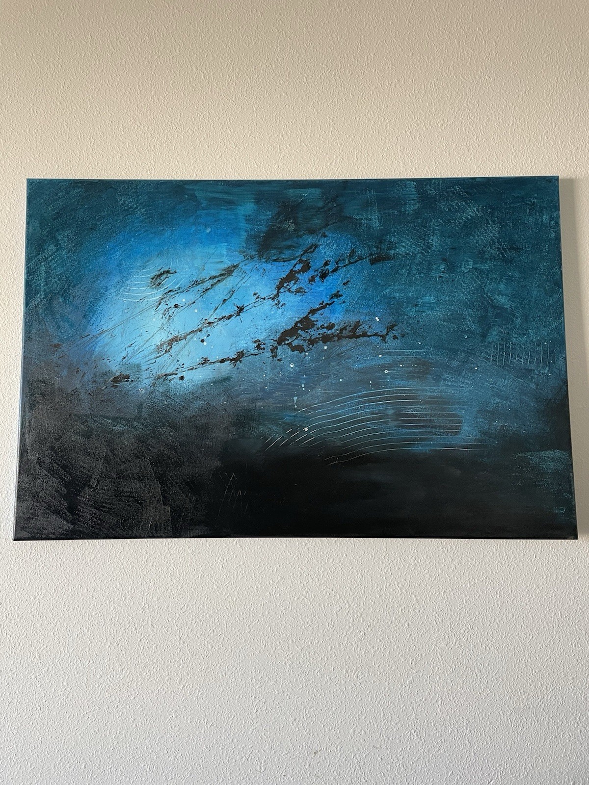 Coastal Waters Acrylic Pour Painting On Stretched Canvas