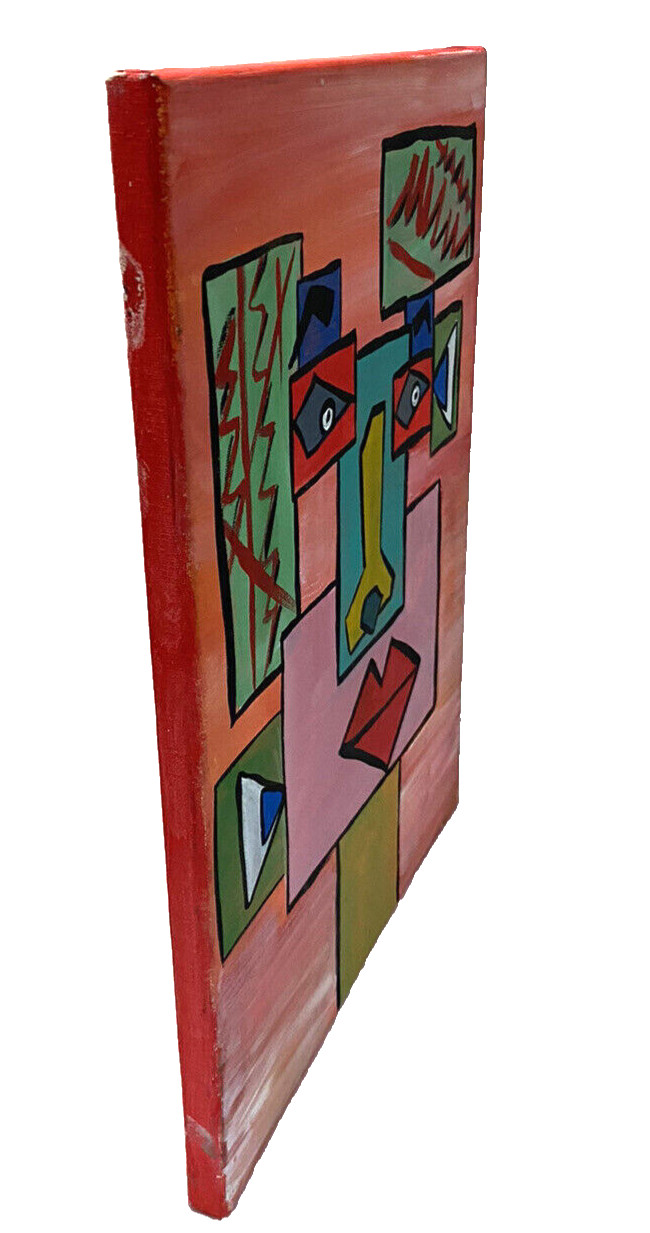 Cardboard Cubism Face Colorful Painting Canvas Expressionism