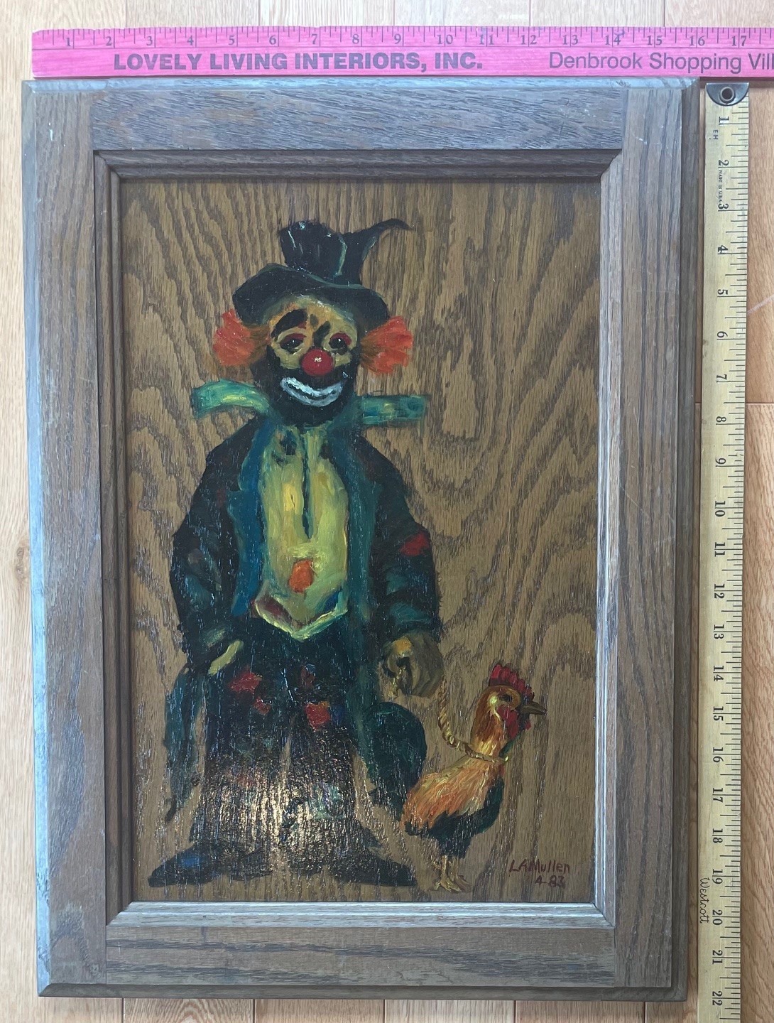 Clown Painting on Kitchen Cabinet Door OOAK Vintage