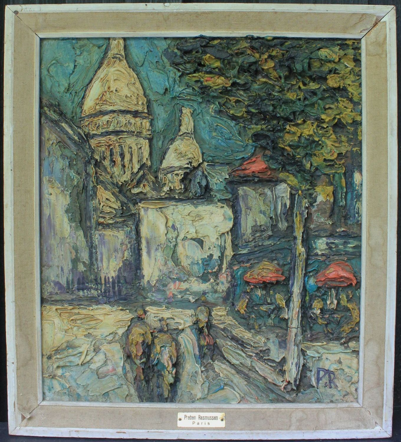 Preben Rasmussen. Streets of Montmartre, a cafe with a view to Sacre Coeur