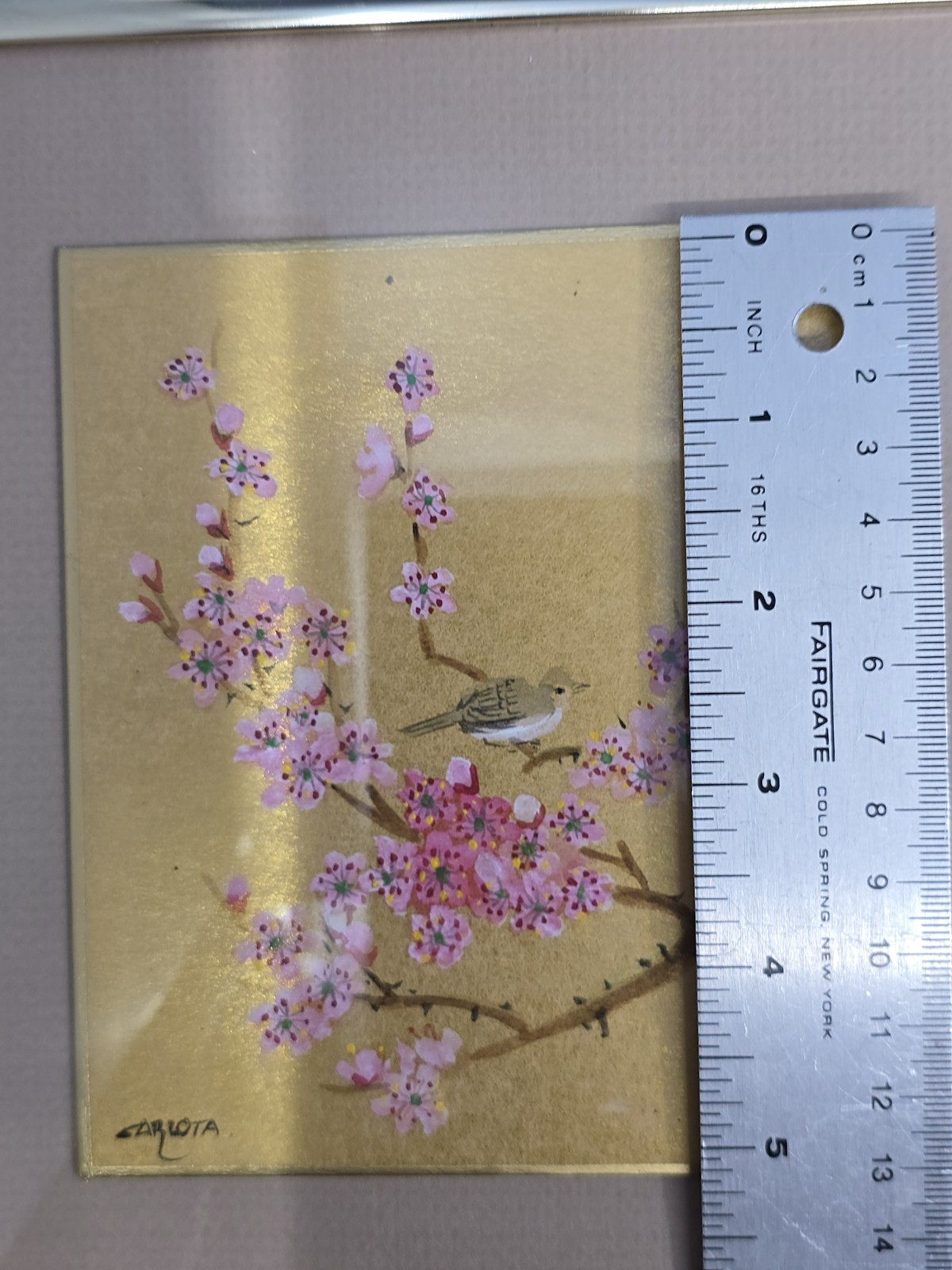 Vtg 3 Original Panel Cherry Blossoms & Birds Watercolor Paintings Framed