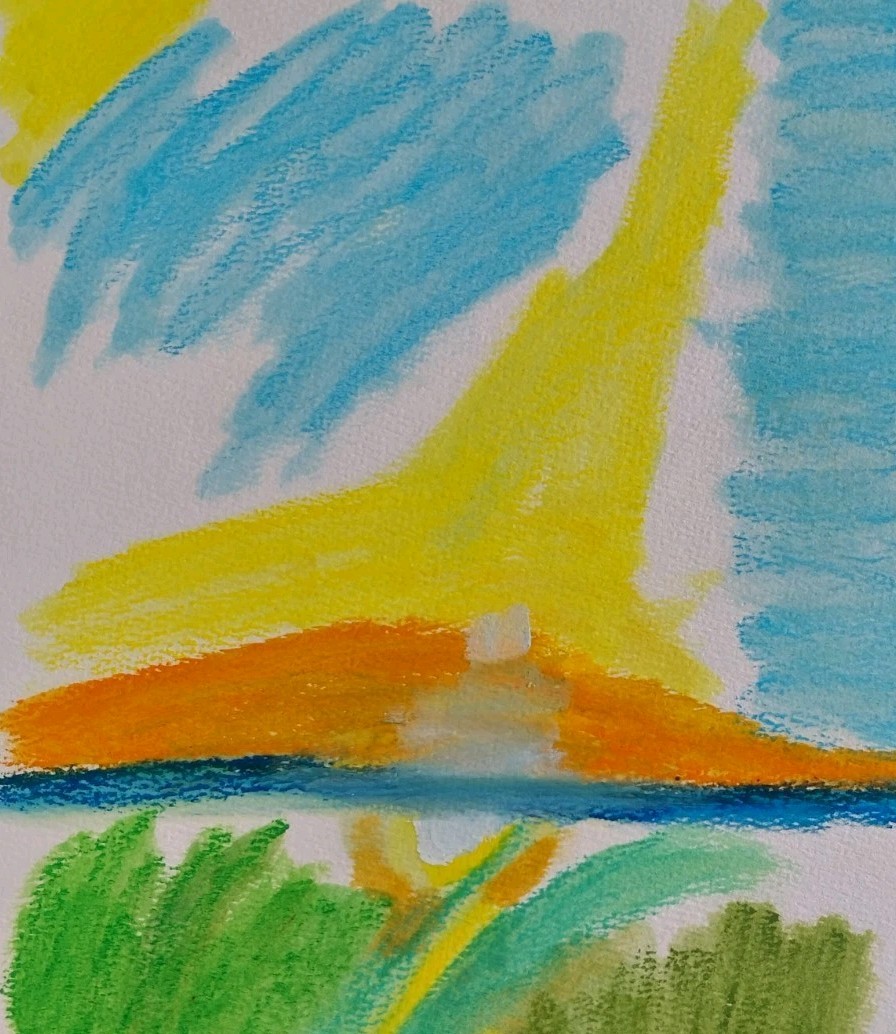 GAT ORIGINAL OIL Painting IMPRESSIONISM Abstract Yellow Blue Green Orange 9×12