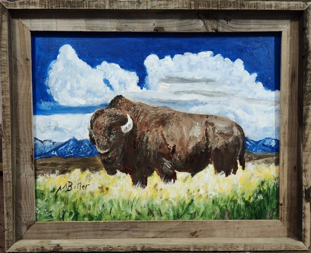 Original Wildlife Oil Painting «Bull Bison» by Marc Bitler