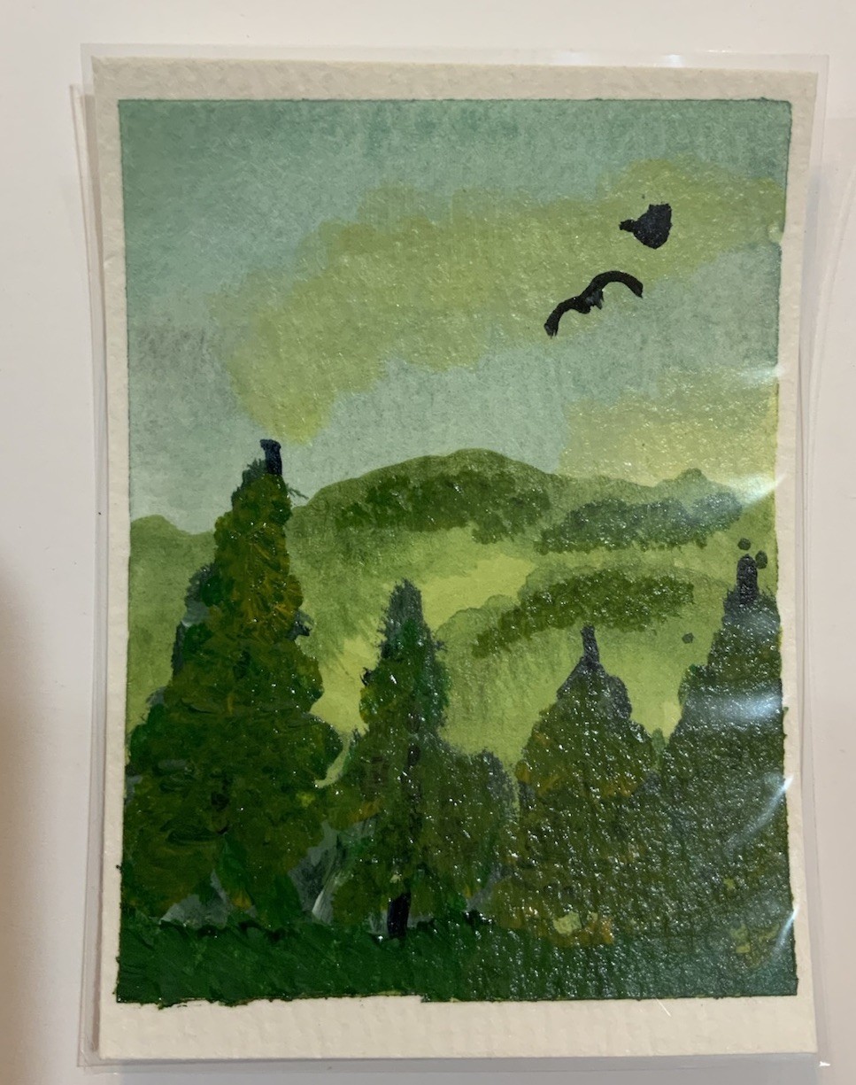 ACEO “Forest & Foothill” Acrylic Watercolor Original Art Card Nellis 2.5” X 3.5”