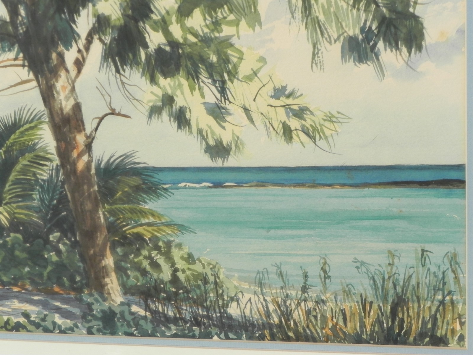 Walter Cole 1881-1965 Florida art watercolor painting shore scene St. Augustine