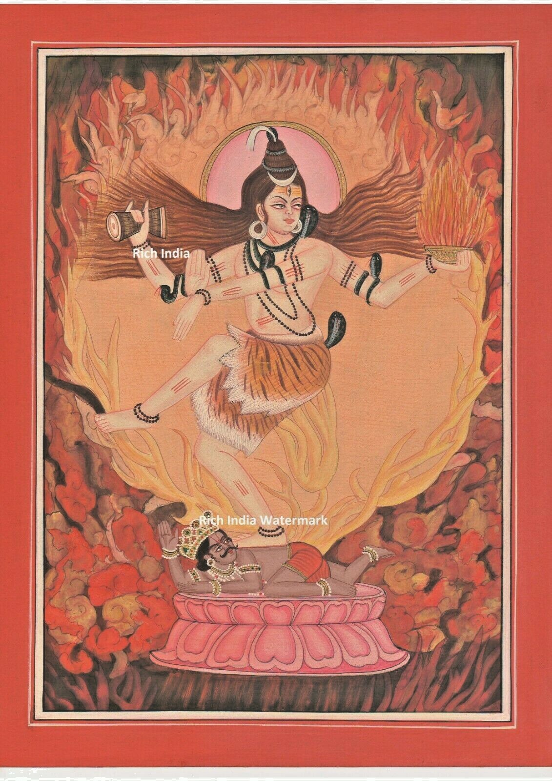 Vedic Indian Miniature Painting Art Gallery Artist Hindu God Shiva Nataraja